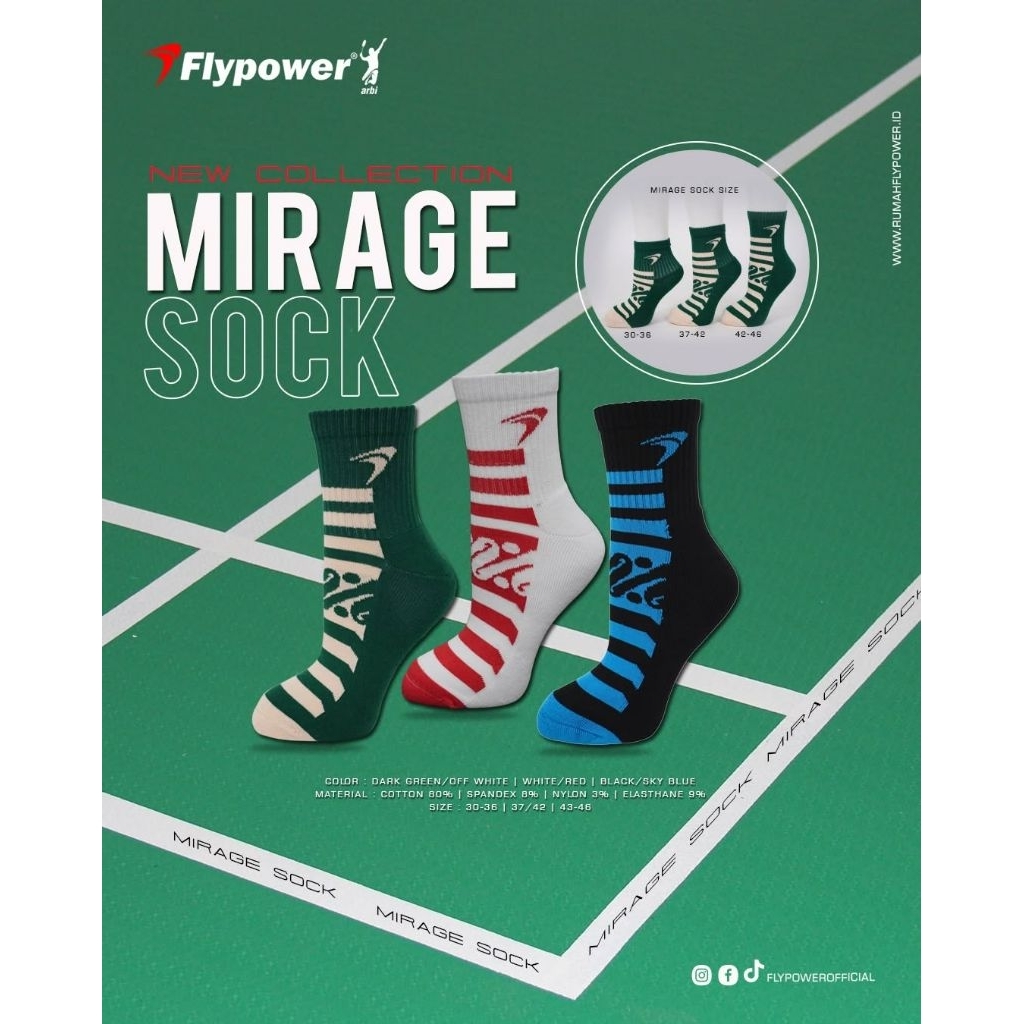 Kaos kaki Badminton FLYPOWER MIRAGE Original