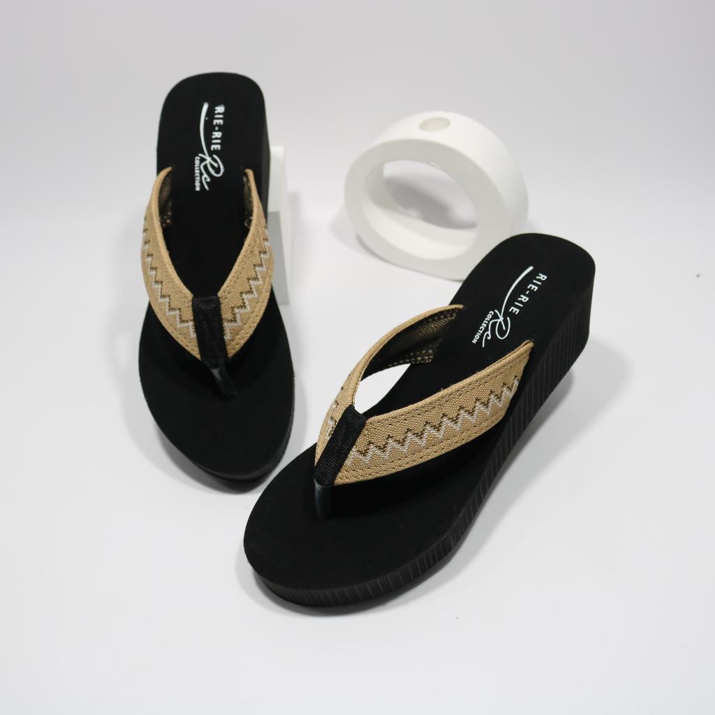 Sandal Wedges Wanita Terbaru Jepit Rajut Turki Motif Ghoster Nyaman Elegan