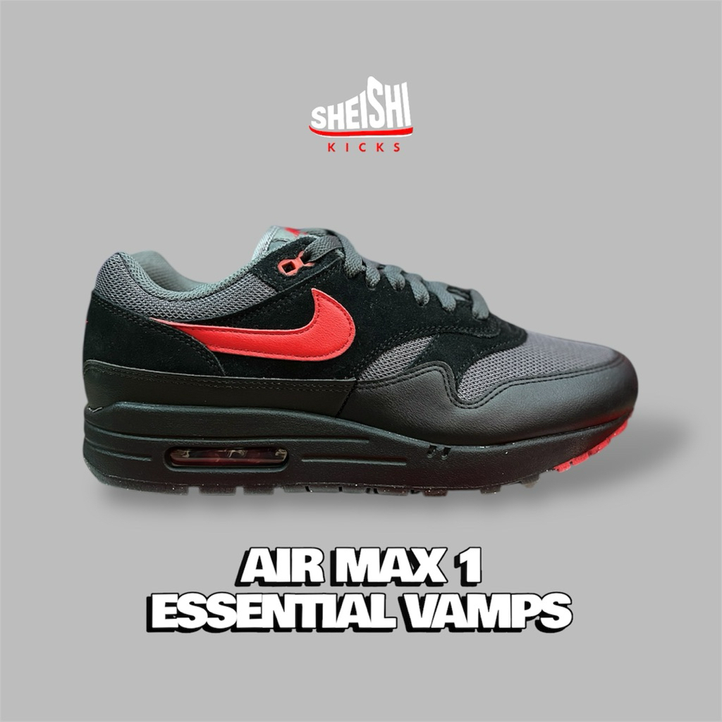 Sepatu Sneakers Pria Air Max 1 Essential Vamps Black and Red