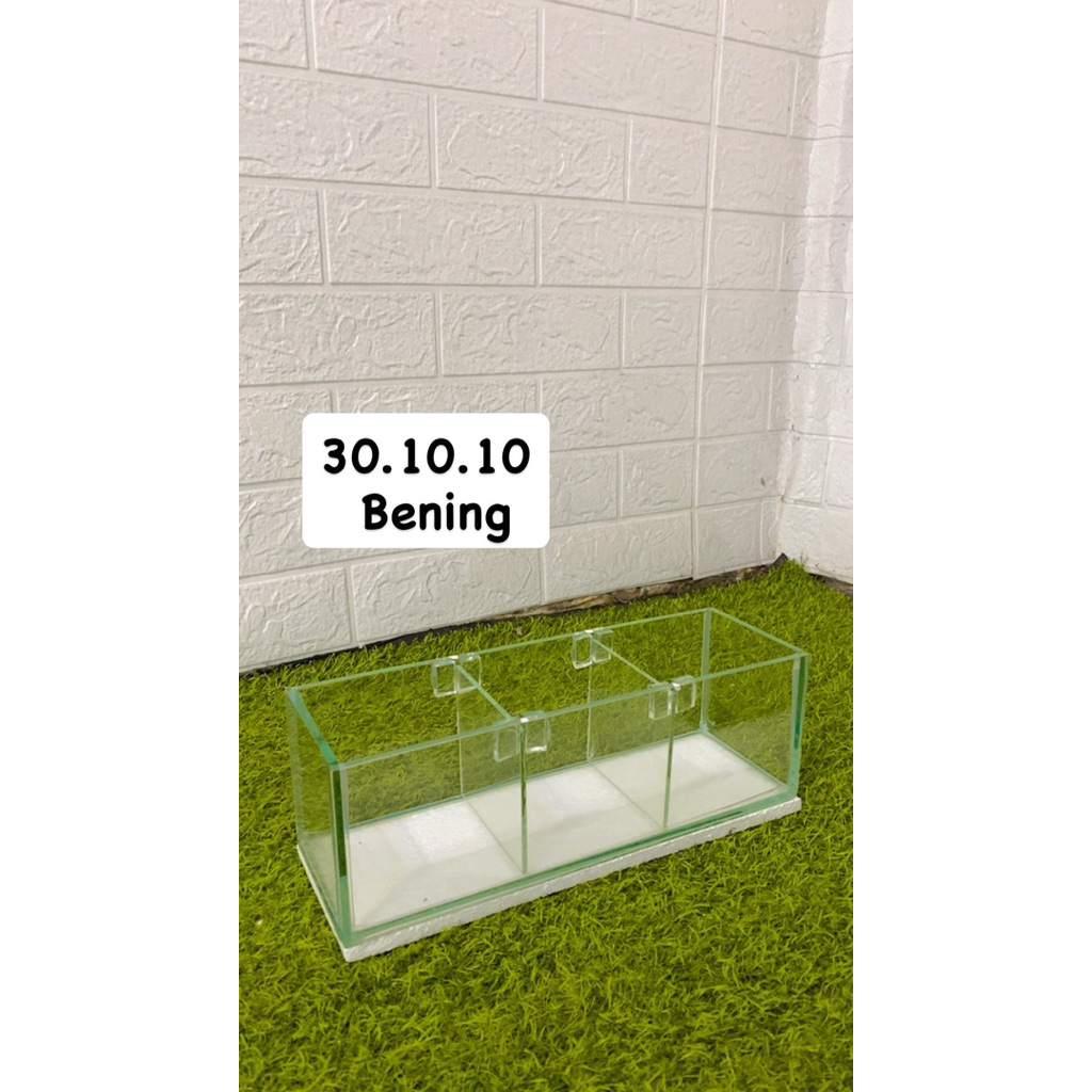 aquarium kaca ukur 30.10.10 skat 3 kamar kaca full bening 5mm /aquarium cupang /soliter ikan cupang 