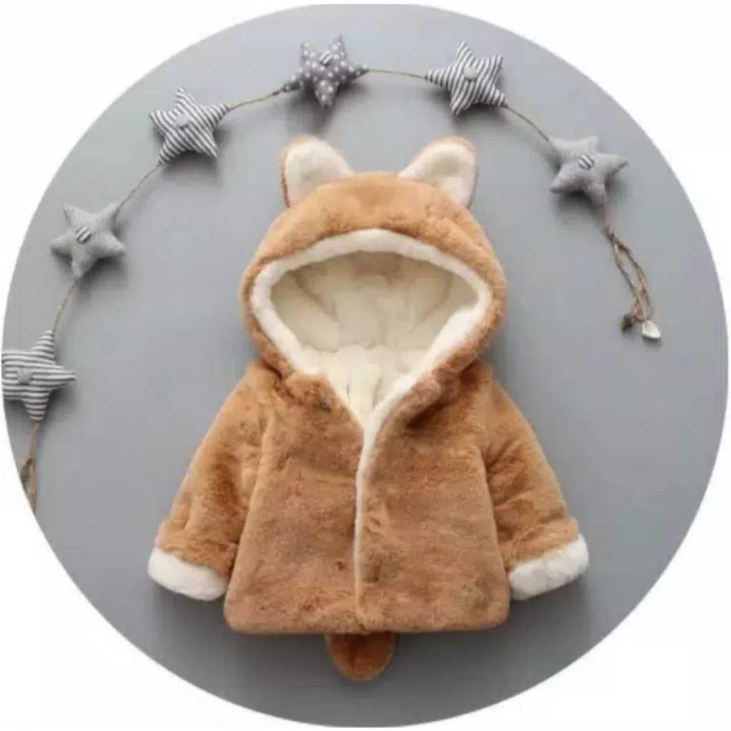 JAKET BAYI PEREMPUAN DAN LAKI-LAKI BULU TEBAL JAKET BAYI LAKI-LAKI BULU TEBAL MANTEL HOODIE BABY RAB