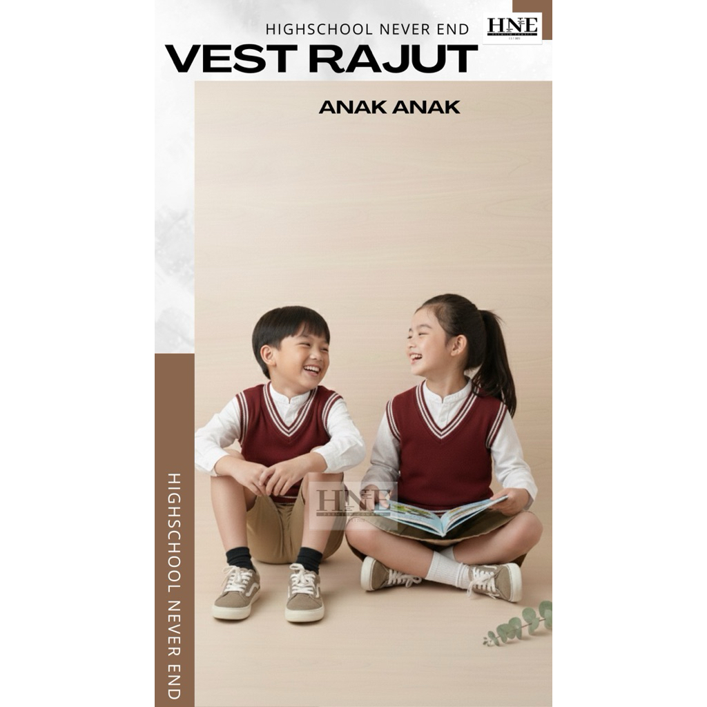 [HNE] Rompi Rajut anak / Vest Rajut anak Korea Style warna merah maroon