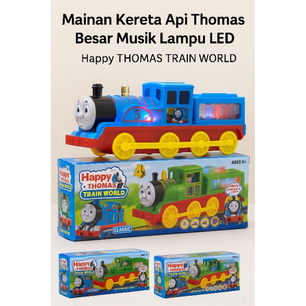 Mainan Kereta Api Thomas Elektrik Besar Musik Lampu LED – Train World Anak Laki Laki