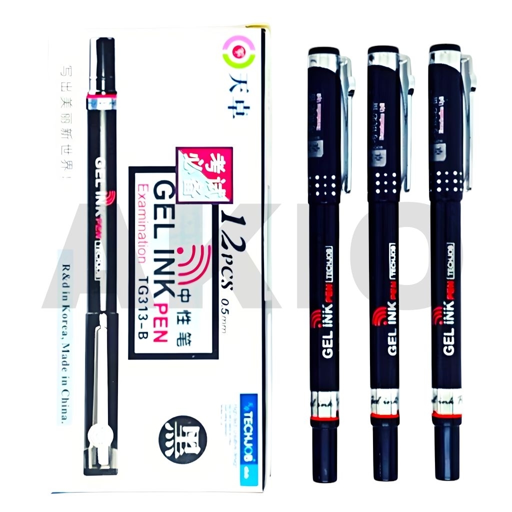 Bolpoin Gel TECHJOB 0.5 mm TG313-B Berkualitas Pulpen Ballpoint Bolpen