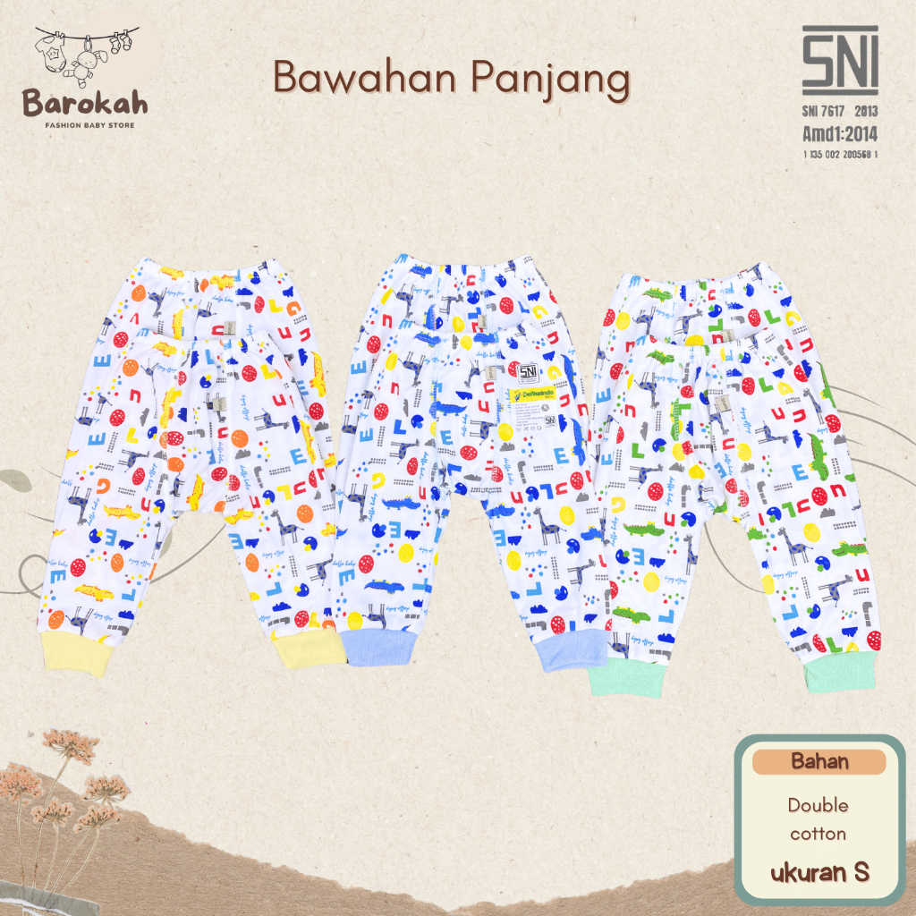 Barokahstore - 1 Lusin Celana Panjang  Bayi 1-2 Tahun Motif Animal