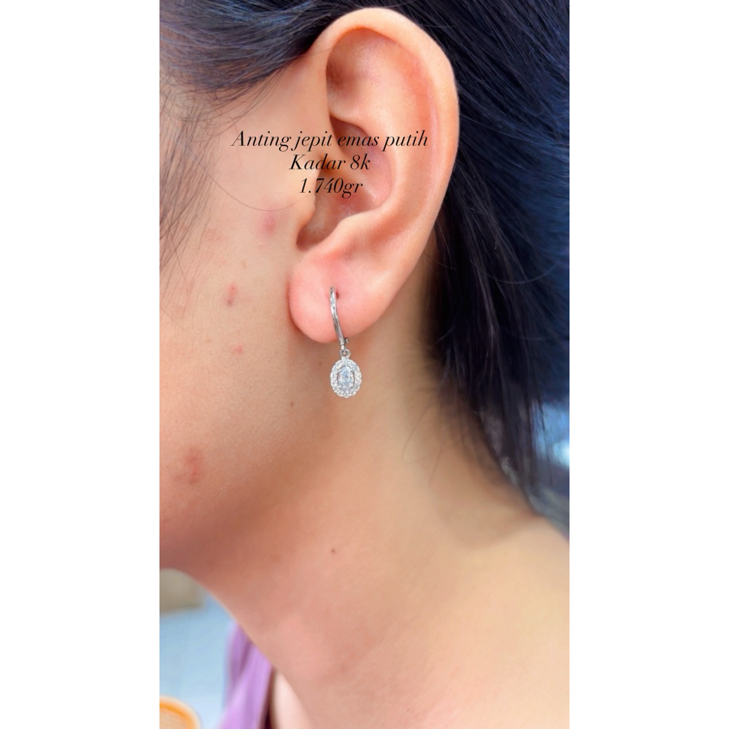 anting emas putih kadar 8k