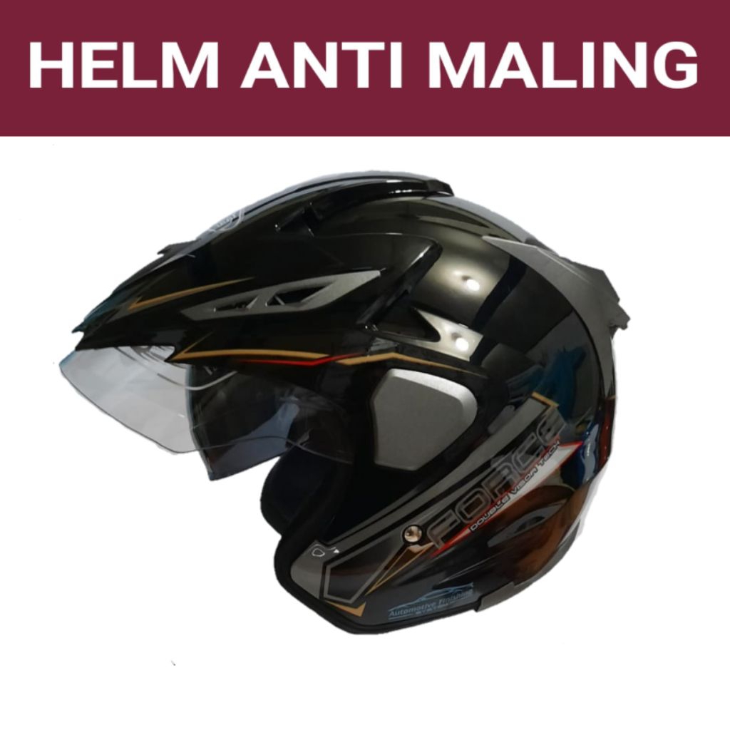 FORCE Helm Anti Maling Half Face SNI Double Visor Pria Wanita Dewasa Smartlock Original Size M L XL