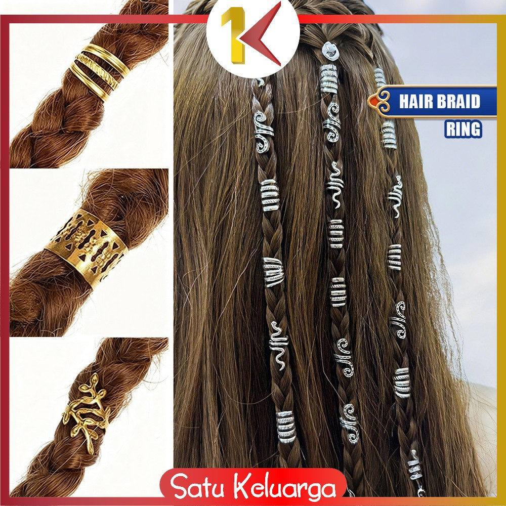 SK-C1406 Cincin Klip Manik Adjustable Dekorasi DIY Rambut Kepang Hair Braid Cuff / Ring Hijab Cincin