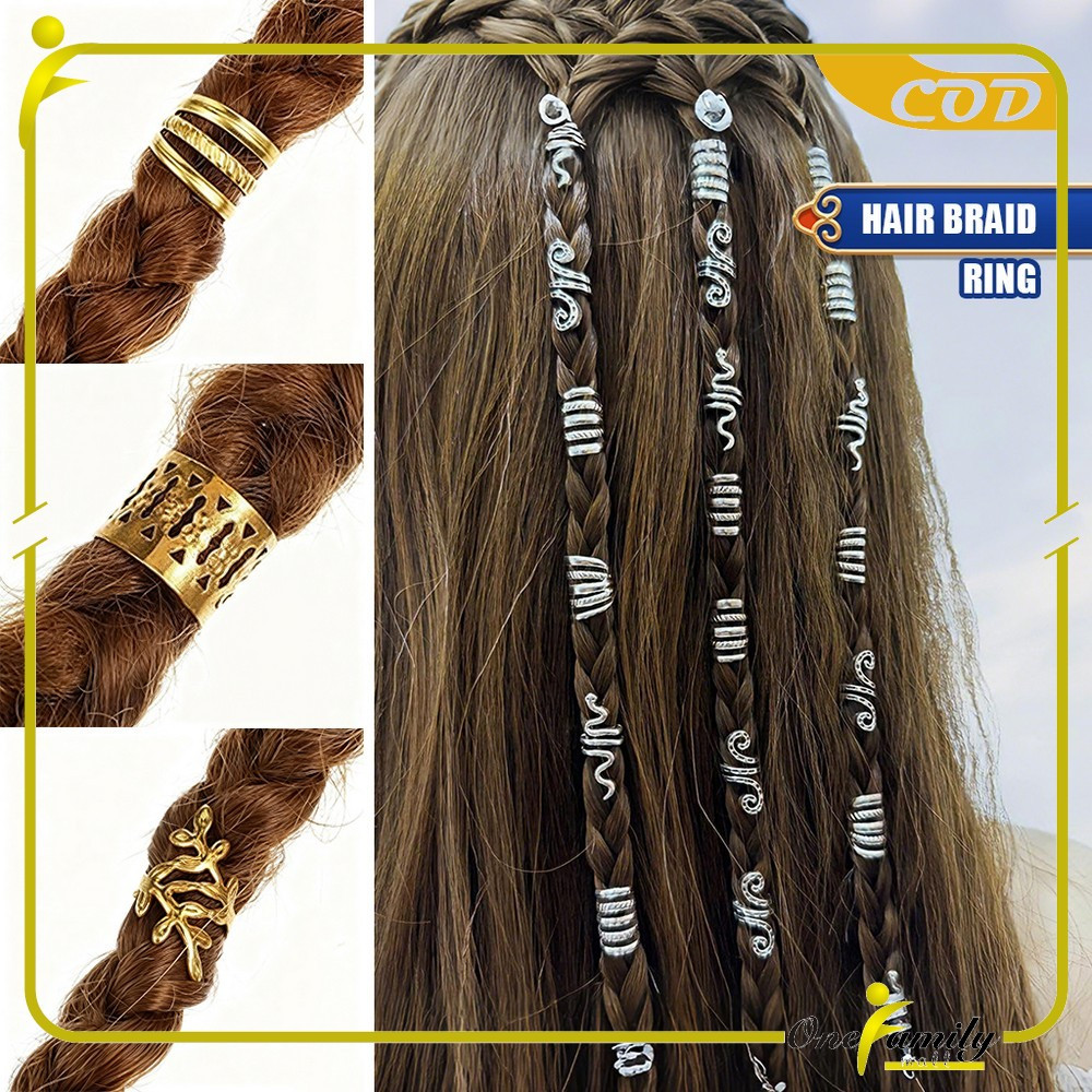ONE-C1406 Cincin Klip Manik Adjustable Dekorasi DIY Rambut Kepang Hair Braid Cuff / Ring Hijab Cinci