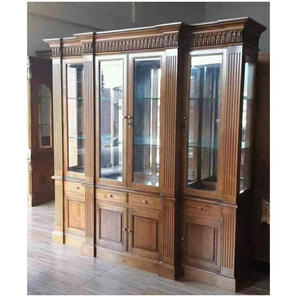 bufet pajangan kaca/bufet kolibri full kayu jati sudah finishing/bufet pajangan kaca