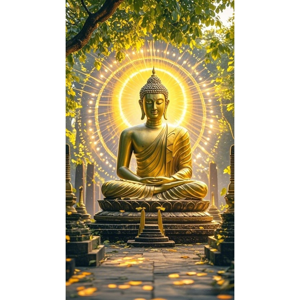 POSTER CETAK, PATUNG BUDDHA EMAS, hiasan dinding, lukisan cetak, tanpa bingkai