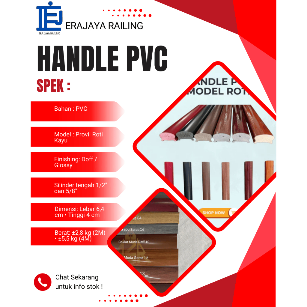PEGANGAN TANGGA PVC / HANDLE PVC / HANDRAILING PVC / HANDRAIL TANGGA STAINLESS