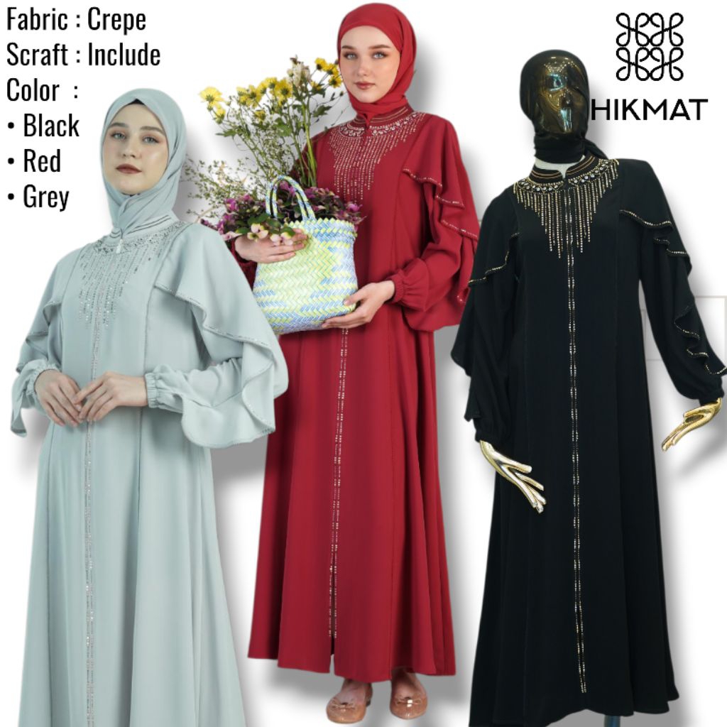 [NEW] A8435 - Abaya Hikmat Fashion Original set Hijab