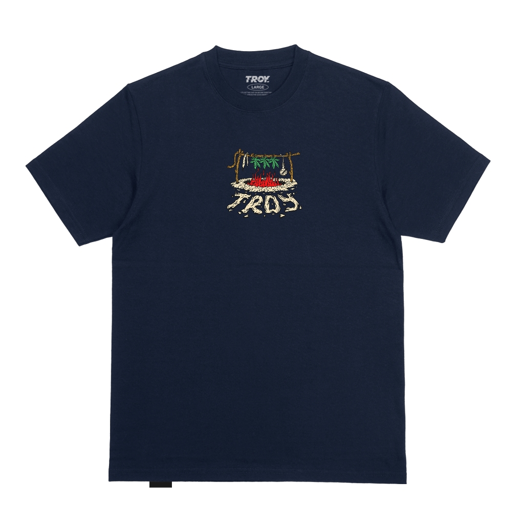 Troy Company T-shirt Navy Blue Burnt Leaves - Kaos Lengan Pendek Kaos Biru Navy MTD 3447