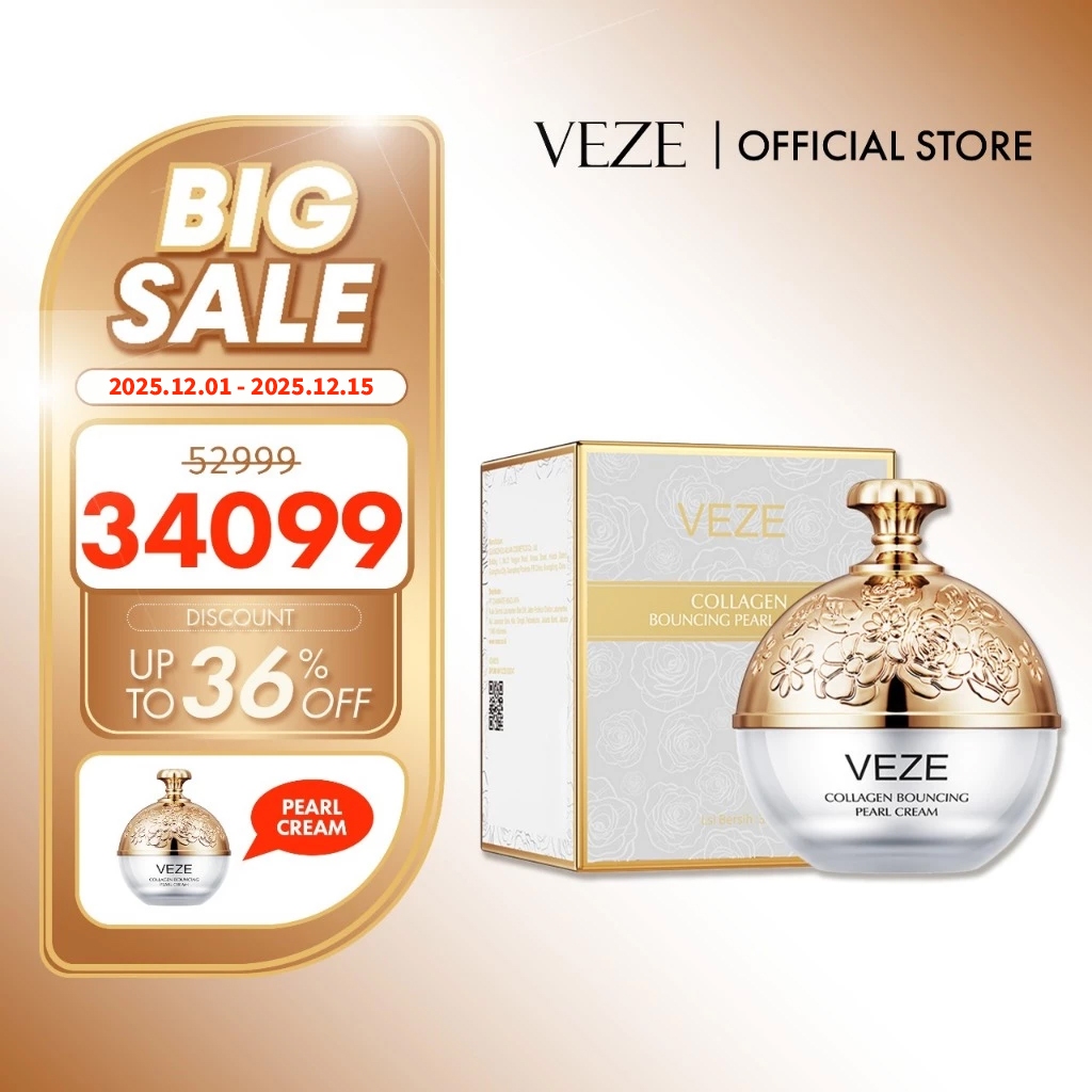 [BPOM] - VEZE Collagen Bouncy Pearl Cream Whitening Moisturizing Anti-Aging Pearl Krim Wajah Treatme