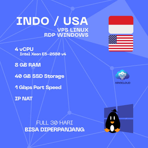 VPS / RDP RAM 8GB 4 CPU - BISA DIPERPANJANG