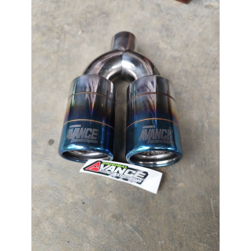 TERLARIS KNALPOT MOBIL RACING CABANG DUA BLUE MON ORIGINAL AVANCE SUARA BASS ADEM BULET EMPUK STENLI