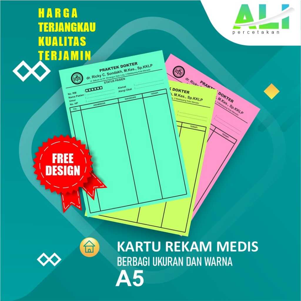 CETAK CUSTOM REKAM MEDIS UKURAN A5 FREE DESAIN