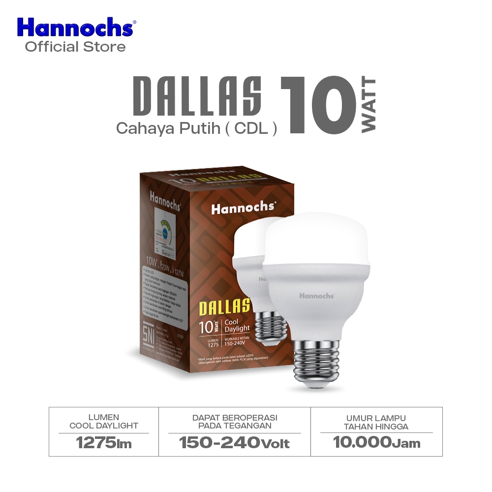 Hannochs Lampu Bohlam LED Dallas 10W Cahaya Putih