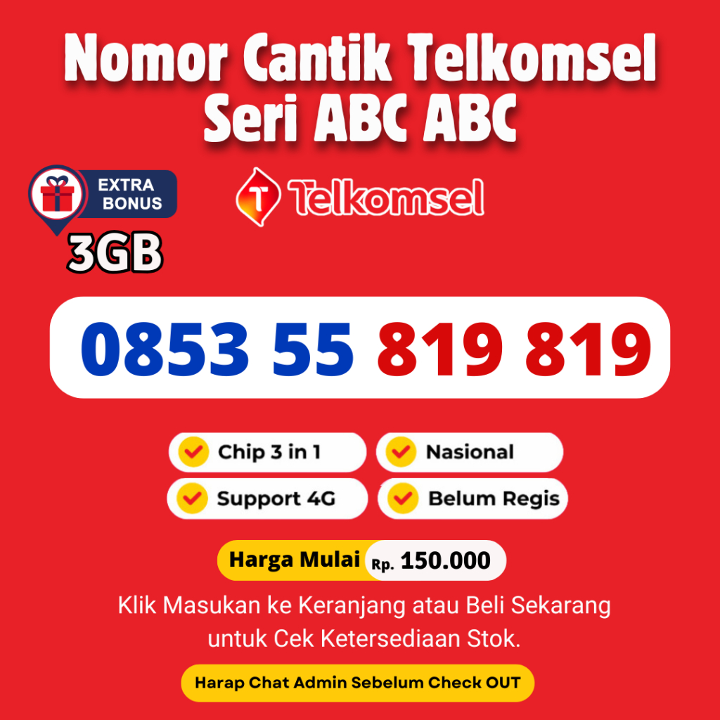 Nomor Cantik Telkomsel Seri ABC ABC Murah Rapi- Kartu Perdana Cantik SimPati Murah dan Rapi - Nomor 