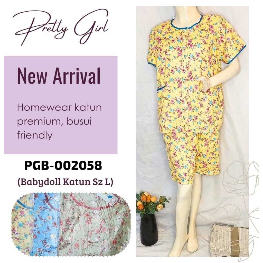 MOMME - Babydoll Pendek Katun Pretty Girl Sz L