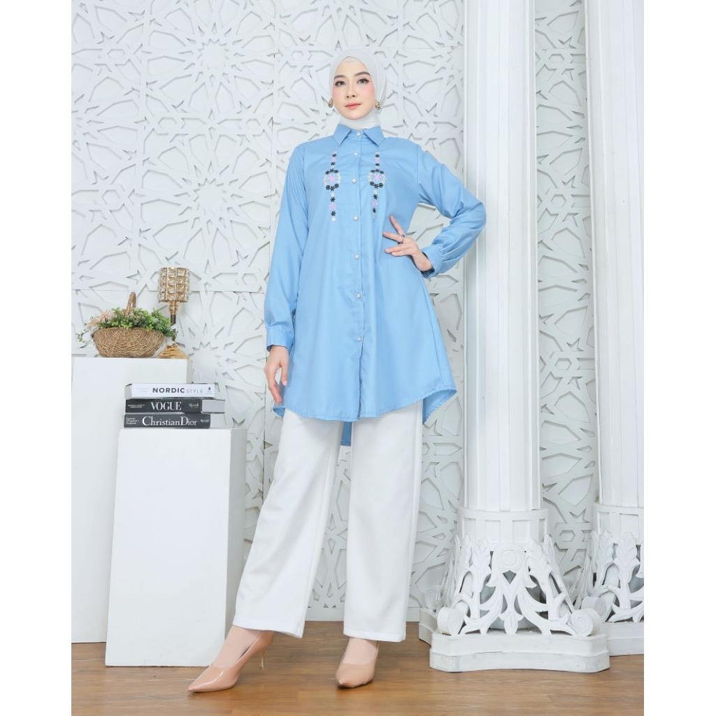 Tunik Hasela Bordir Katun Toyobo Pakaian Wanita Muslim Terbaru