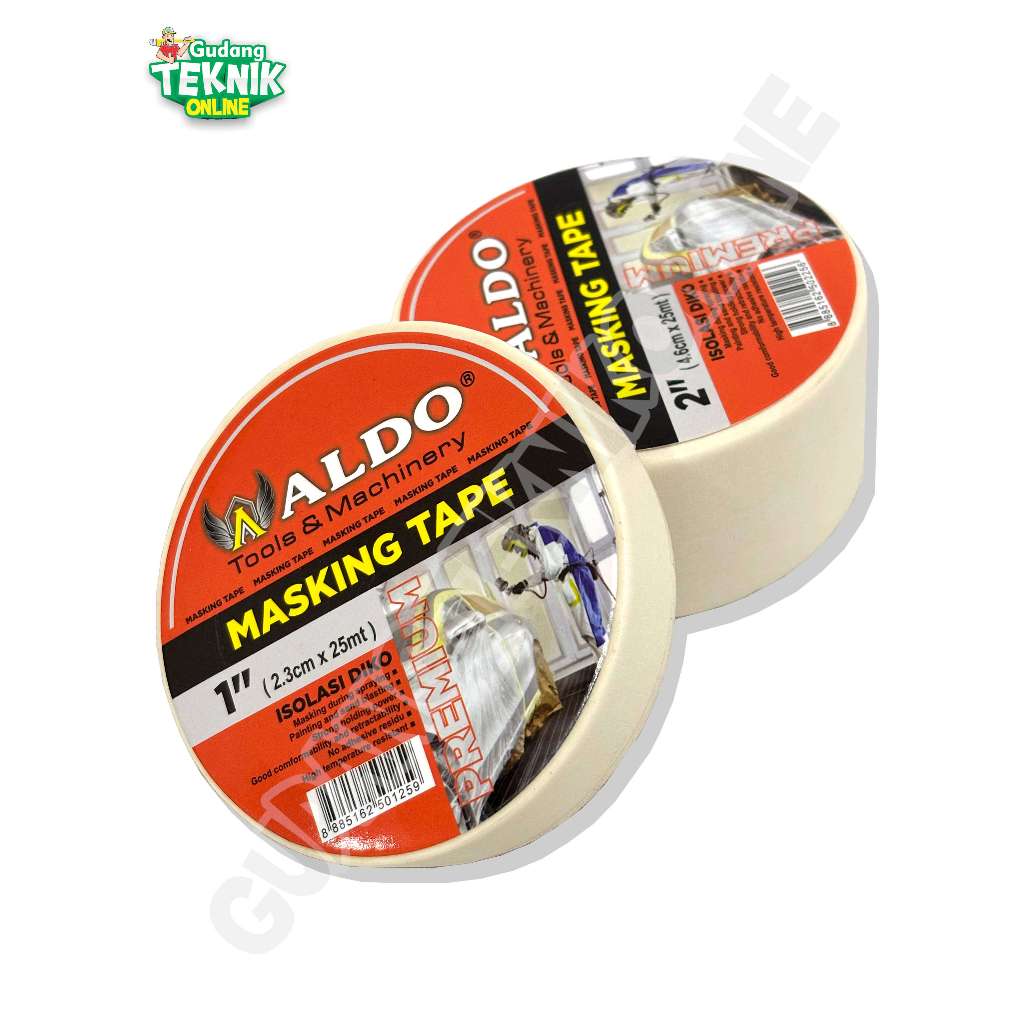 Lakban Kertas 1" 2" 2.3cm 4.6cm 25M ALDO ISOLASI DIKO  / Masking Tape Isolasi Lakban Lem Kertas Selo