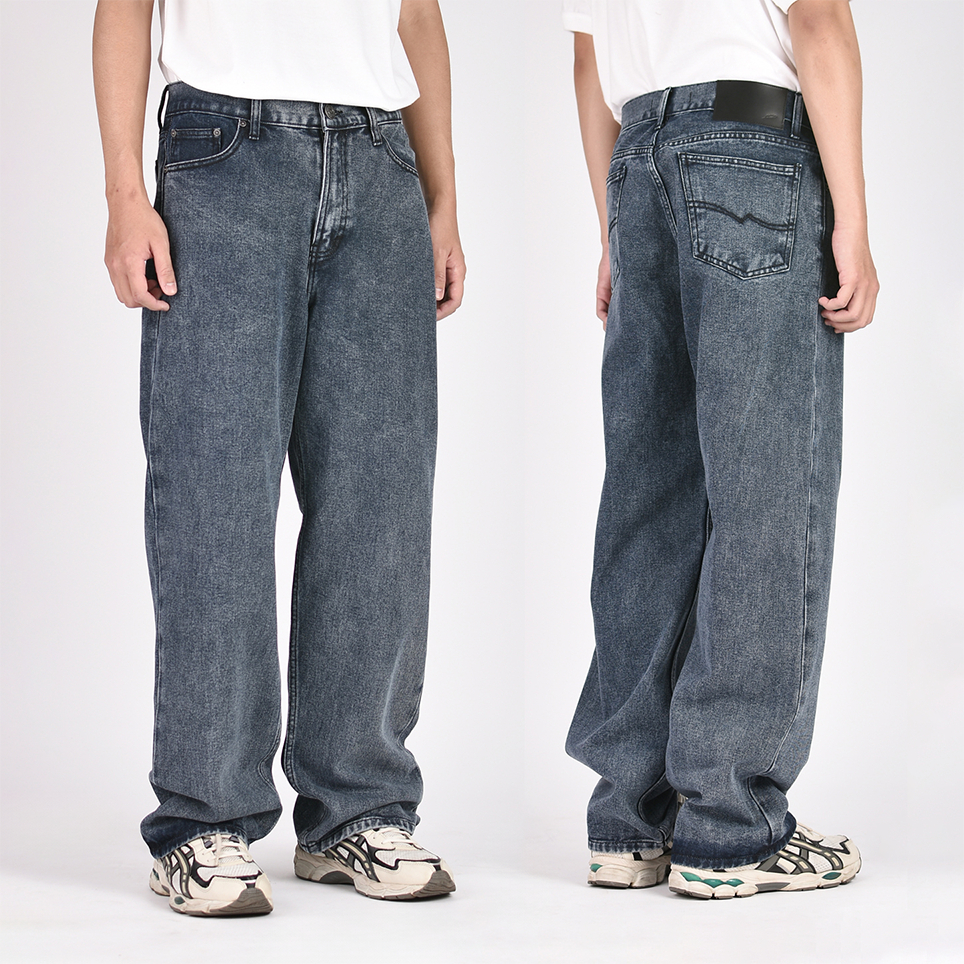 Warning Clothing - Denimes 1.441 Prewashed Non Stretch Loose Fit Straight Jeans Pria Biru Tua