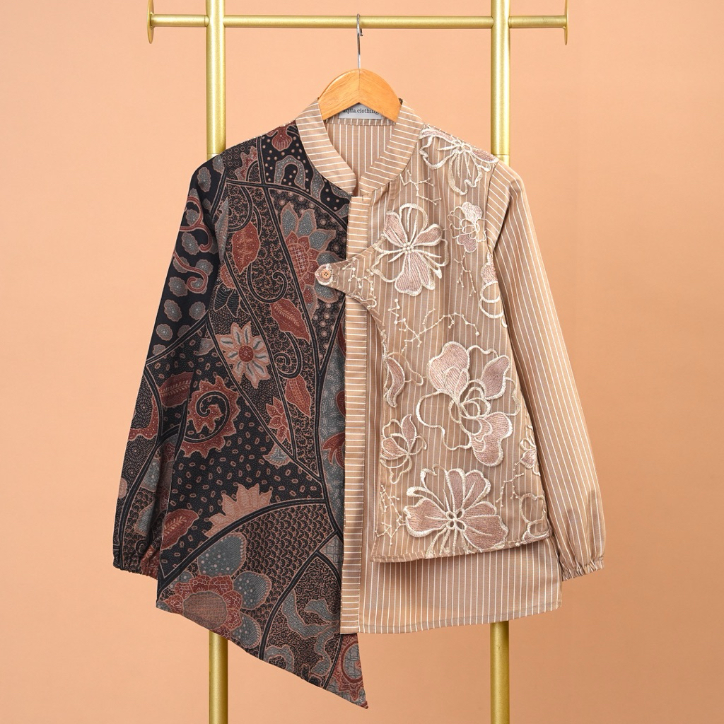 Atasan Wanita Batik DAISY Cream  A1166