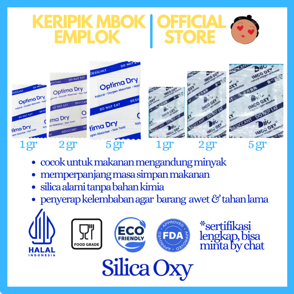 (500GR) SILICA GEL OXY SACHET PLASTIK FOOD GRADE - BERSERTIFIKASI UTK MAKANAN