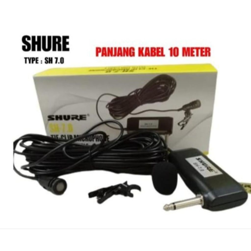 Mik Shure SH 7.0 /Sh 888 Mic Jepit Clip On Panjang Kabel 10 Meter Mic Imam Mikropon Jepit Mikrofon K