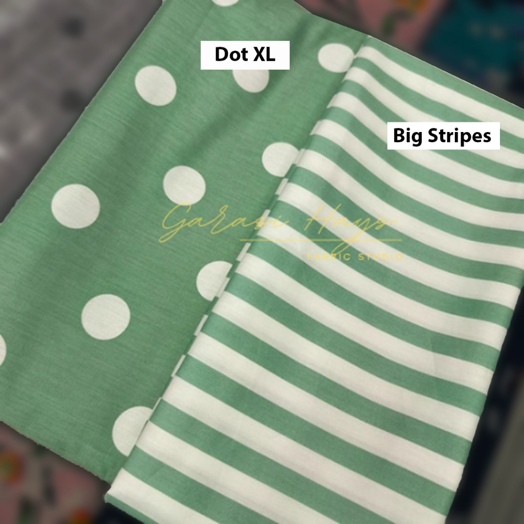 Kain Katun Jepang Japan Design Polkadot Stripes Kotak Hijau Green