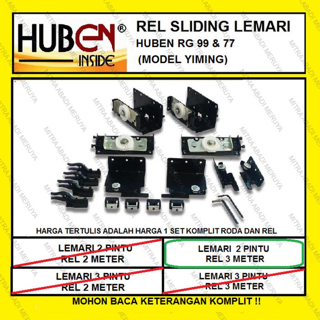 Huben RG99 RG77 2 Pintu 3 Meter Rel sliding Lemari Rel Yiming Geser Lemari Set Roda Gantung Furnitur