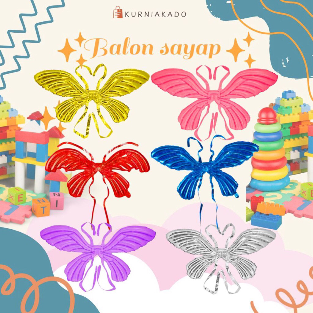 Balon sayap kupu kupu balon foil karakter kupu balon sayap warna warni ulang tahun dekorasi ulang ta