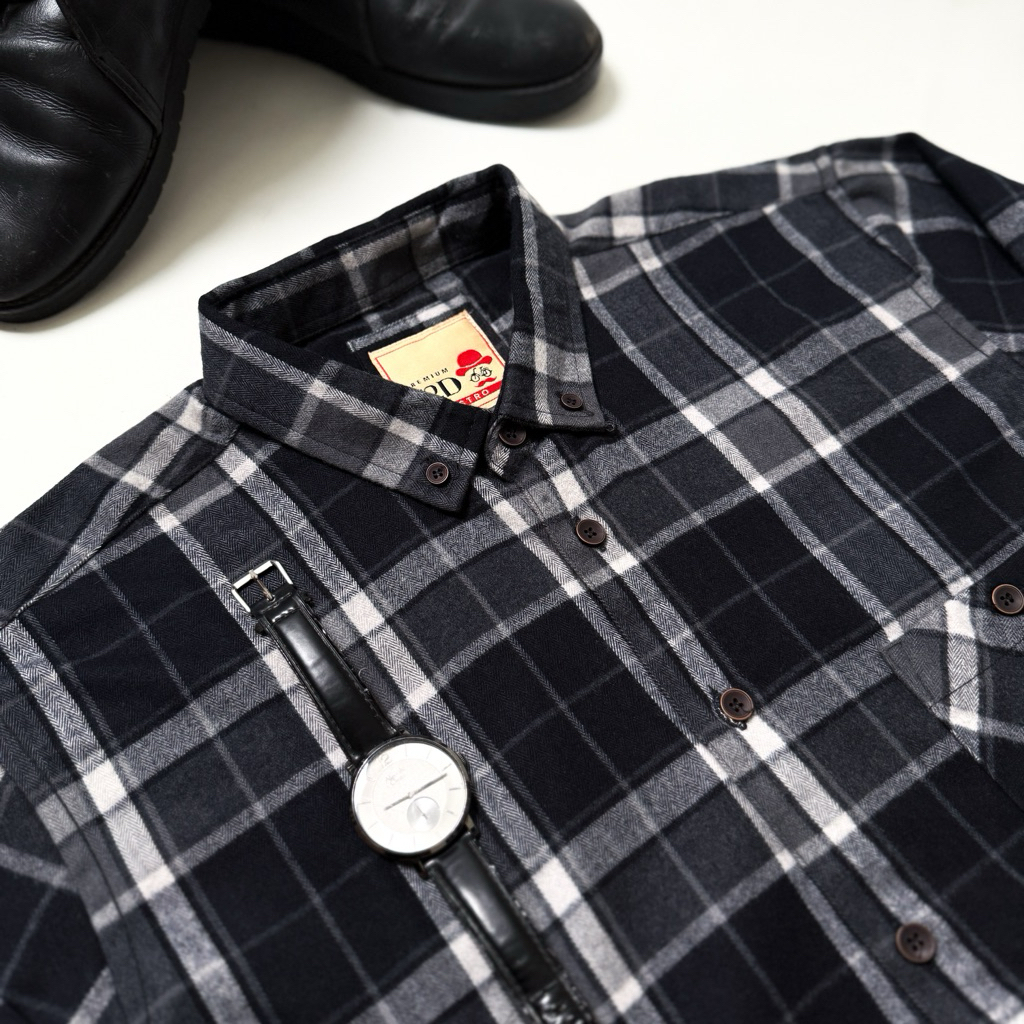 KEMEJA FLANEL LENGAN PANJANG F2D SEMI WOL PREMIUM ET 10