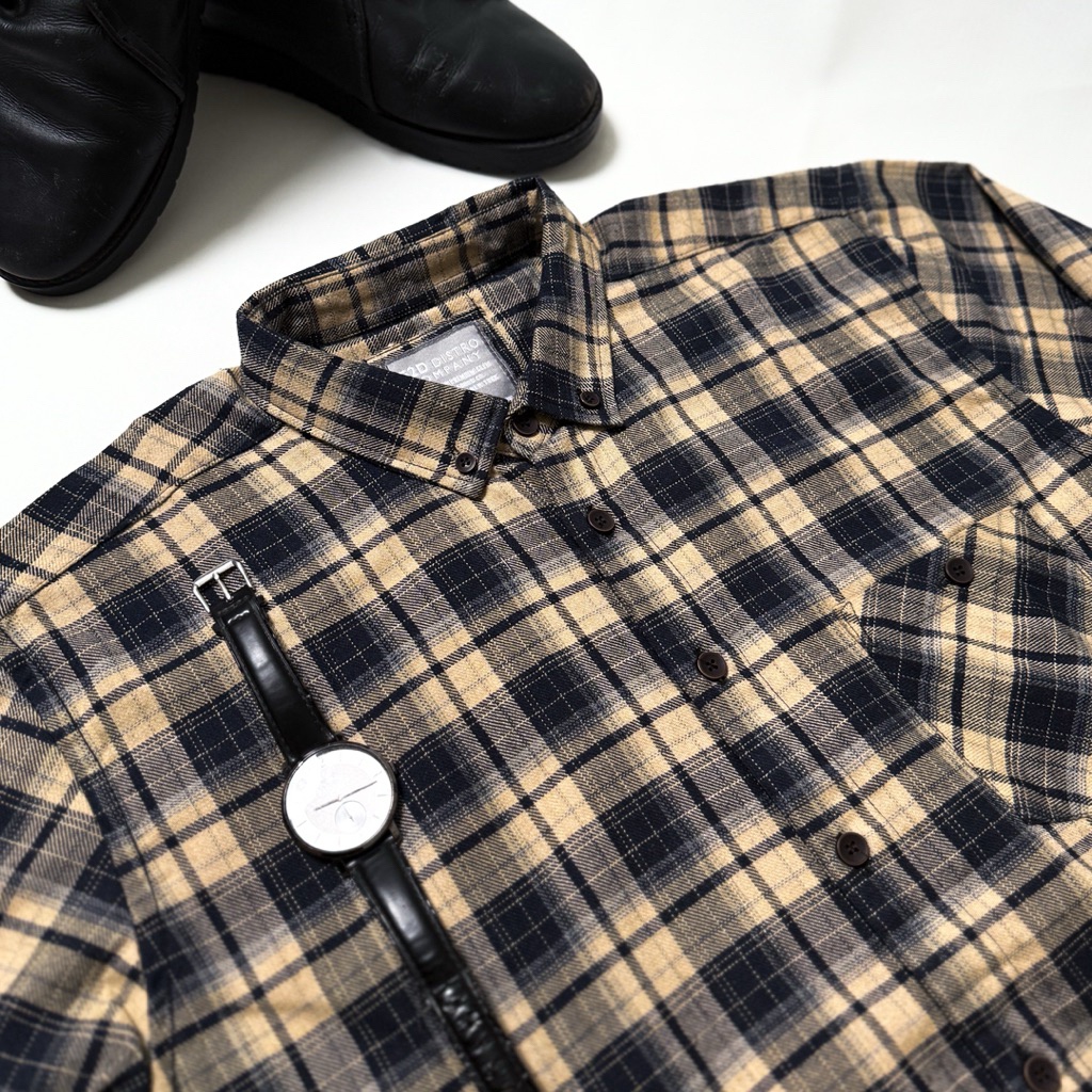 KEMEJA FLANEL F2D SEMI WOL LENGAN PANJANG PREMIUM ET 12