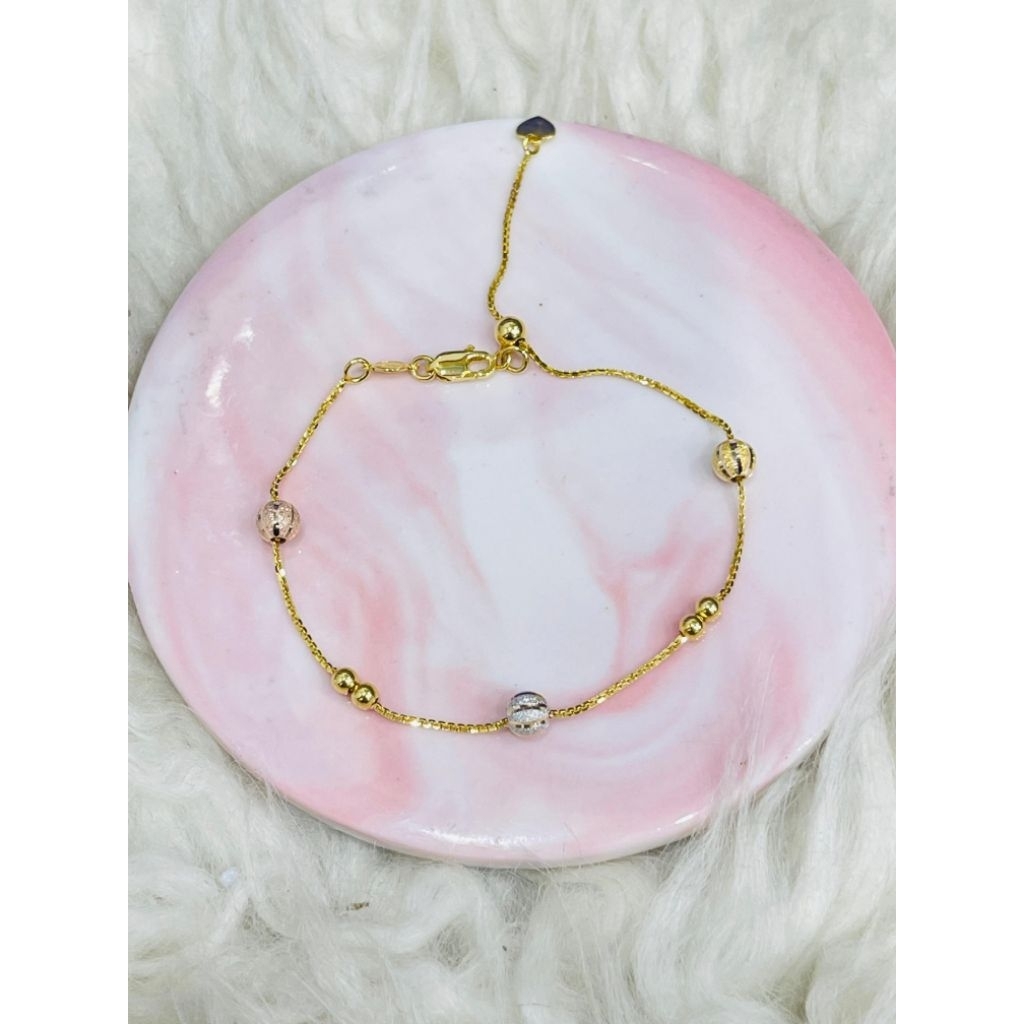 gelang serut bola bola merica pasir tekstur emas asli kadar 700