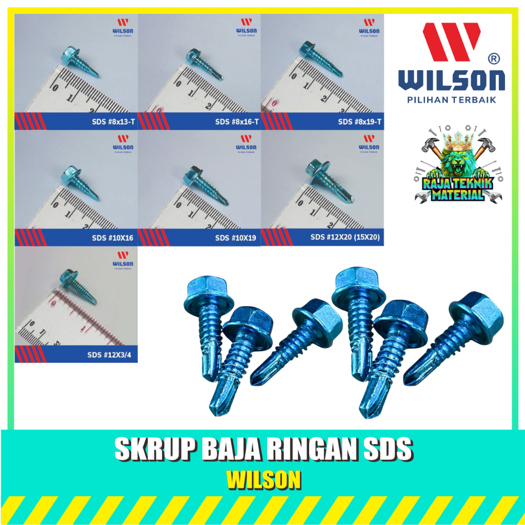 (1 BOX) Sekrup Baut Baja Ringan Wilson 10x16 10x19 / SBR Wilson Tanpa Karet / Skrup Baja Ringan Isi 