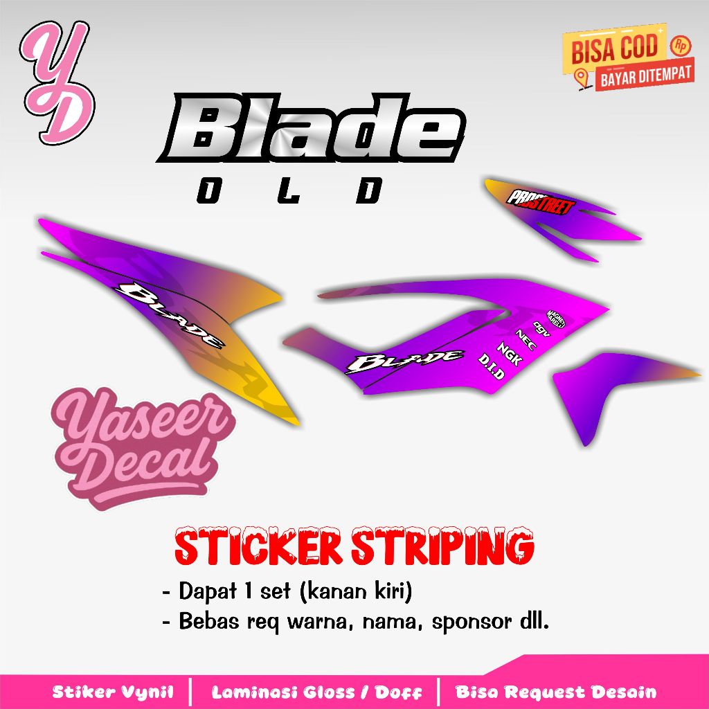 Striping Blade 110 Old - Stiker Sticker Striping Variasi Lis Honda Blade 110 Old - Striping Hologram