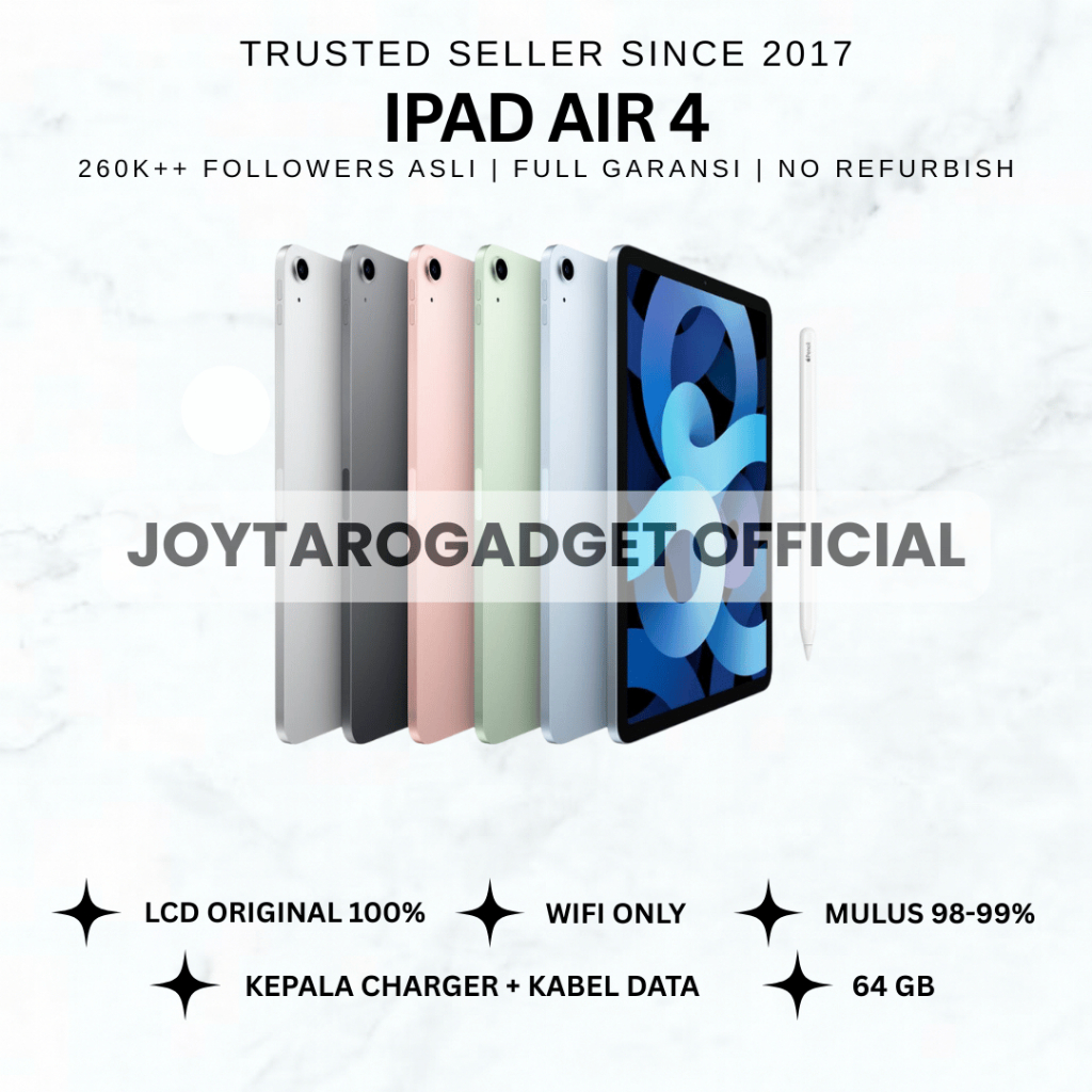 ipad air 4 64gb 2020 10.9 inch mulus no minus lcd original fullset