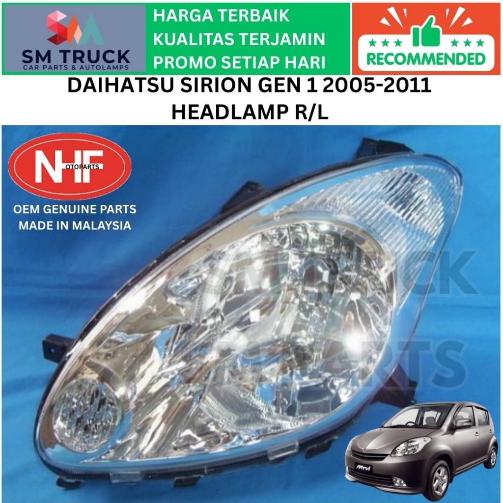 [OEM MADE IN MALAYSIA] LAMPU DEPAN BESAR UTAMA HEADLAMP HEAD LAMP DAIHATSU SIRION GEN 1 2005 2006 20