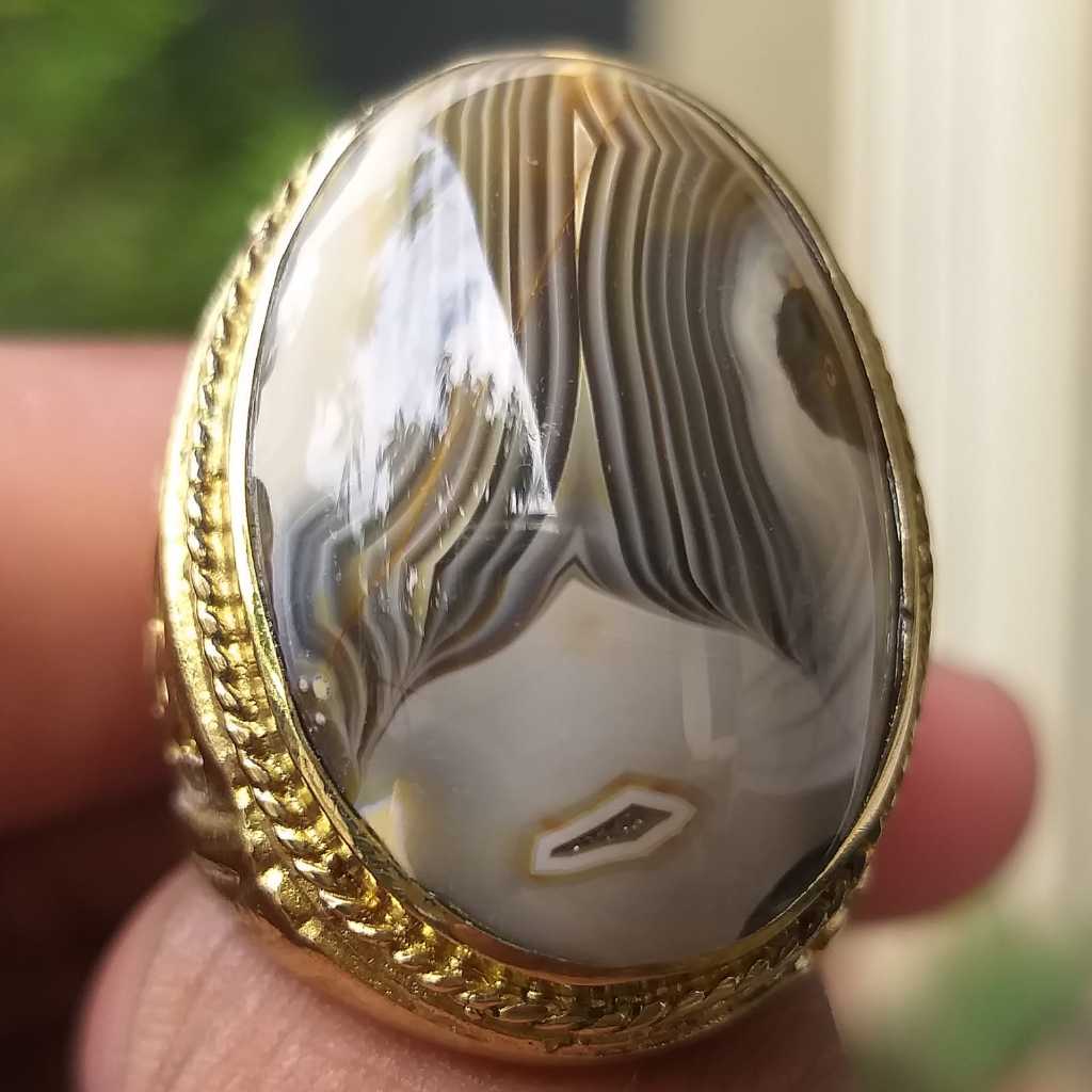 Batu Akik Karang Nunggal Pamor Air Terjun Emas Pintu Jagat Tegas Berkarakter Berwibawa Langka Super 