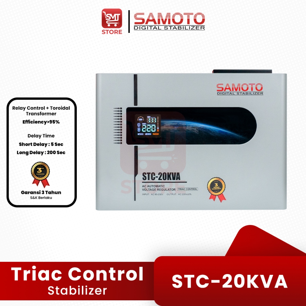 Samoto Stabilizer 20000VA STC20KVA Triac Control Digital Stavolt Stabiliser Listrik
