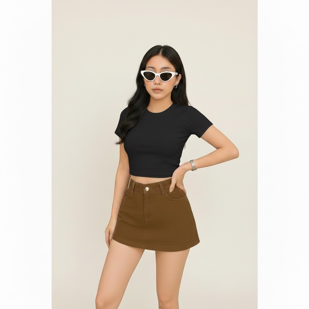 Atasan Wanita Crop Top Ery Rib Remaja Dewasa