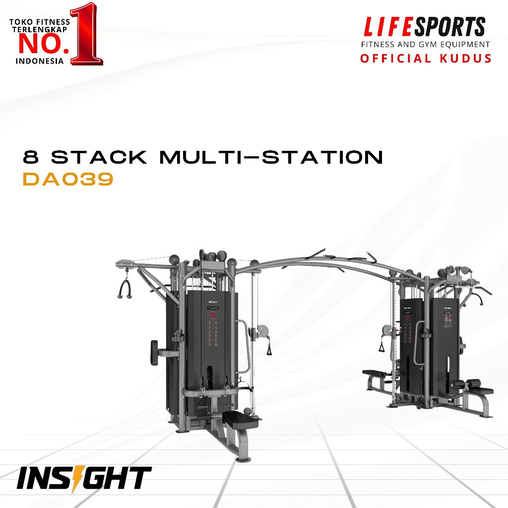 LIFESPORTS - ALAT OLAHRAGA FITNESS INSIGHT 8 STACK MULTI-STATION DA039 IMPORT