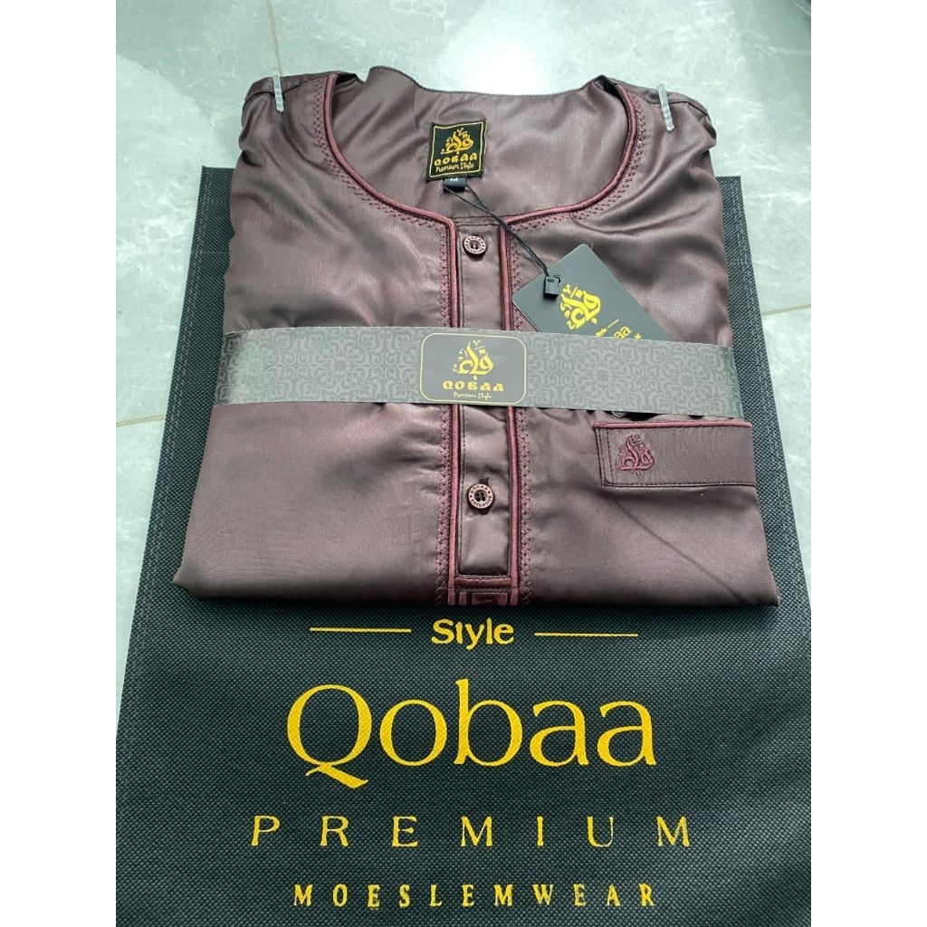 Jubah (model ikaf) jubah poliester QOBAA slimfit moha jubah gamis pria muslim jubbah thobe busana mu