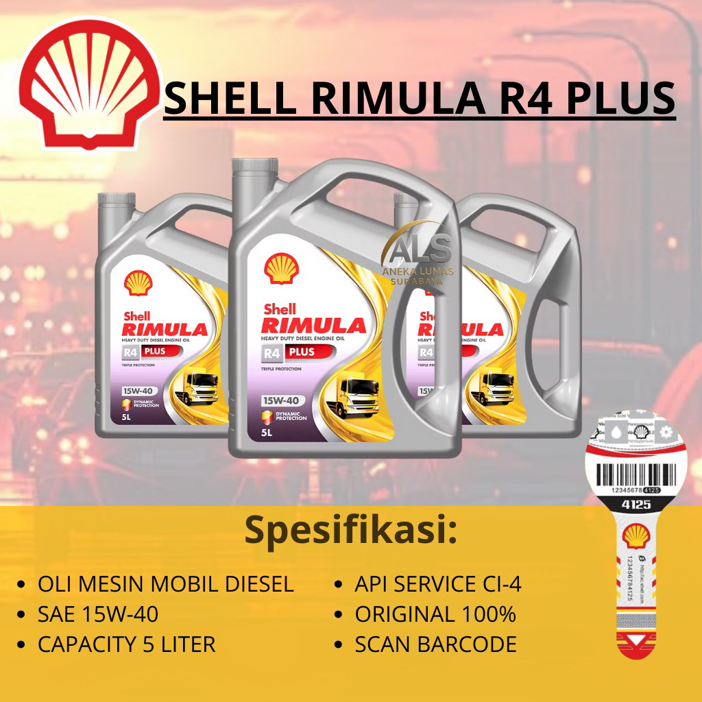 Shell Rimula R4X Plus 15w-40 5 Liter / Oli Mesin Diesel Shell Original Scan Barcode