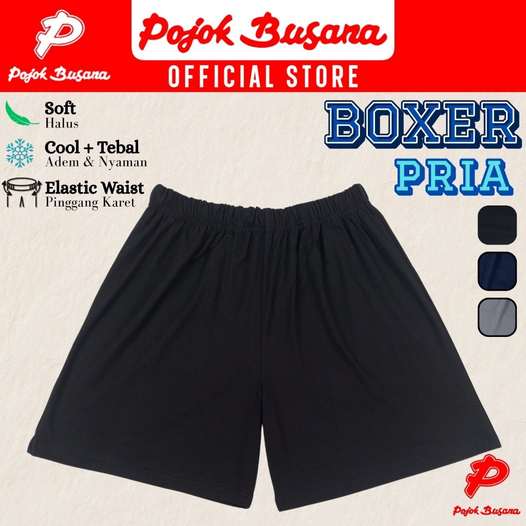 Pojok Busana Celana Boxer Pria - Celana Santai Dalaman Cowok