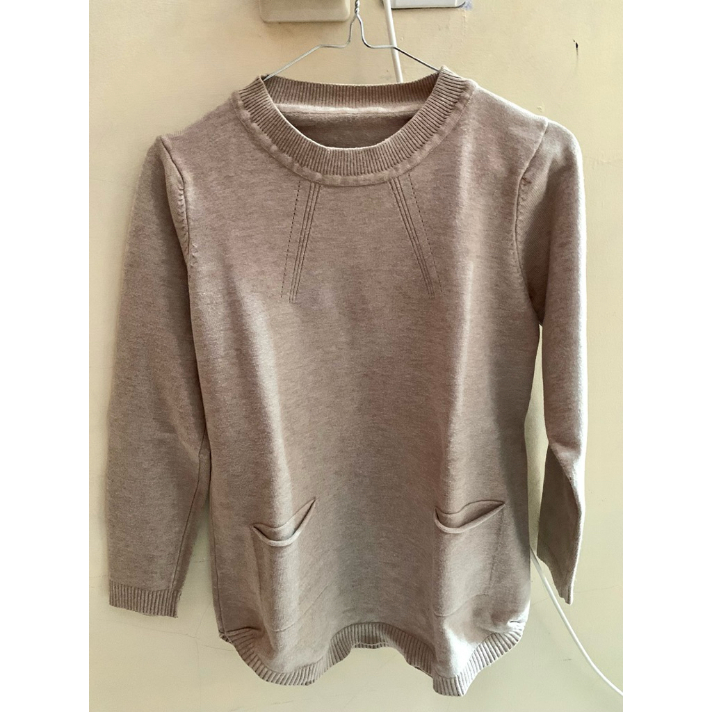 knitwear top atasan wanita brown cream coklat muda