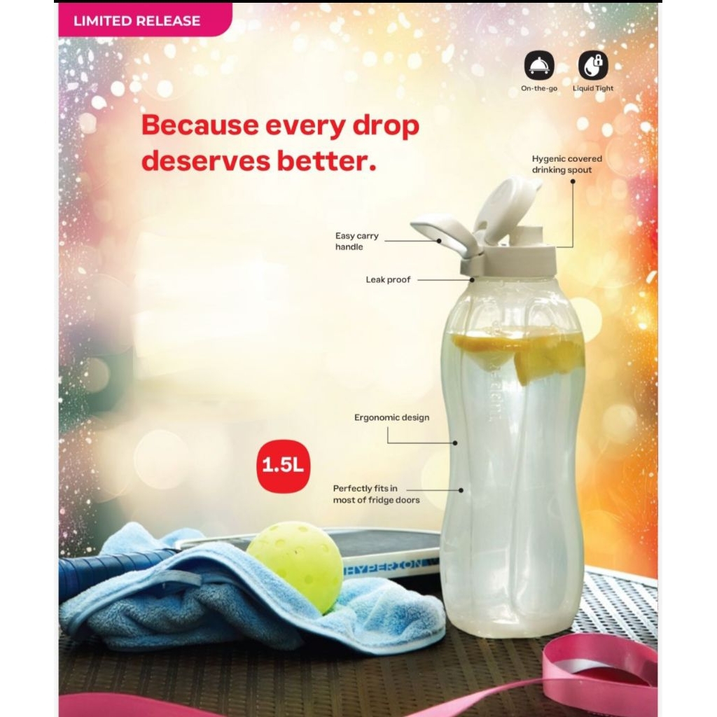 TUPPERWARE ECO BOTOL 1,5LTR MALAYSIA/IMPORT/BOTOL MINUM/ECO/TUPPERWARE